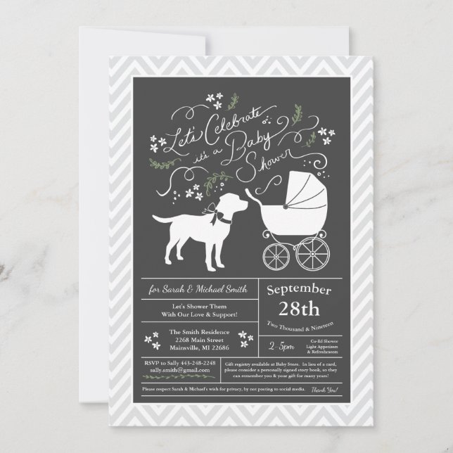 Labrador Baby Shower Gender Neutral Labrador Einladung (Vorderseite)