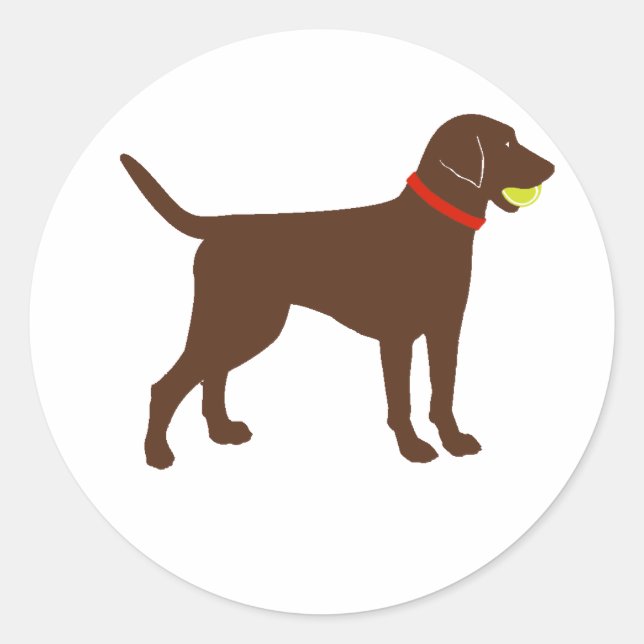 Labrador Ball holen, Schokolade Labrador spielen Runder Aufkleber (Vorderseite)