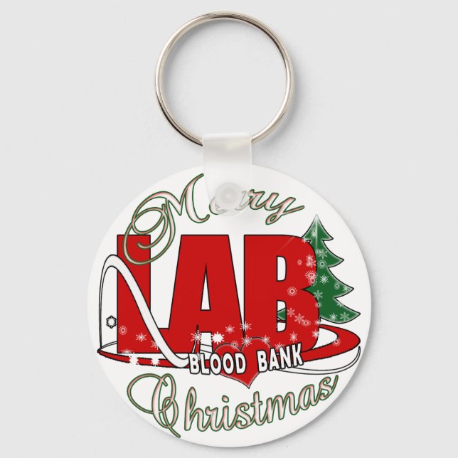 LABRADOR BB BLOOD BANK MERRY CHRISTMAS LABOR SCHLÜSSELANHÄNGER (Vorderseite)
