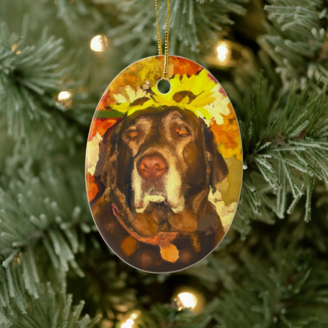 Labrador bei Blume Keramik Ornament (Baum)