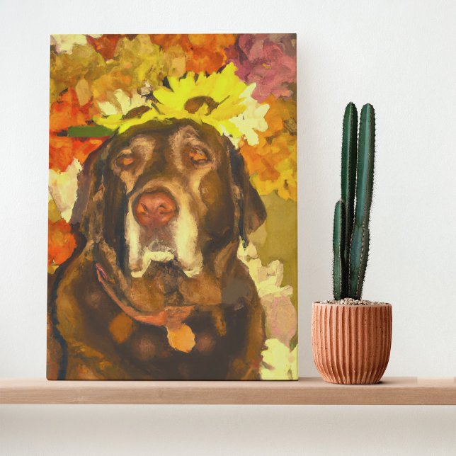 Labrador bei Blume Poster (Von Creator hochgeladen)