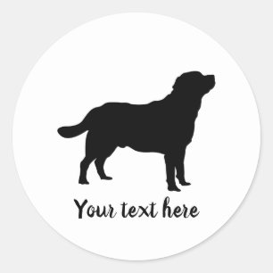 Labrador Black Stehend Labrador Silhouette & Text Runder Aufkleber