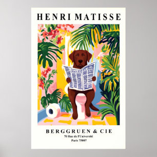 Labrador brun sur toilettes - Art mural Matisse dr