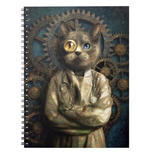 Labrador Cat Steampunk Notizblock (Vorderseite)