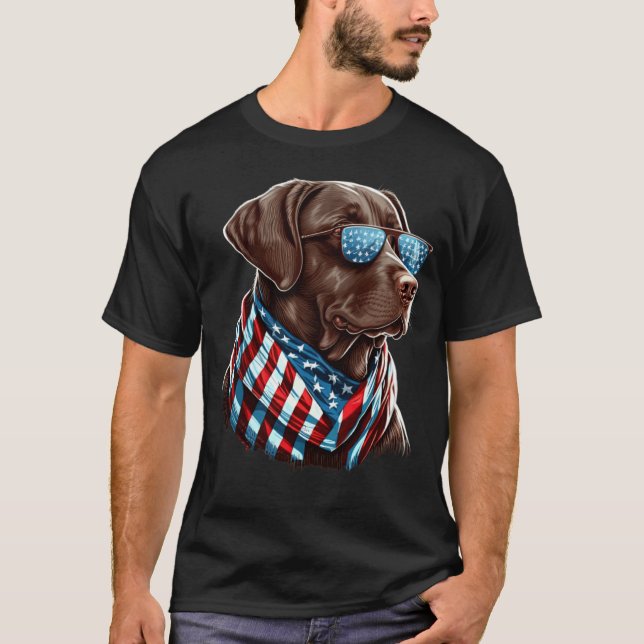 Labrador Chocolate Patriotic USA Proud T-Shirt (Vorderseite)