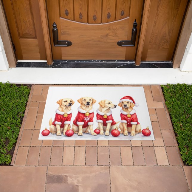 Labrador Christmas Dress Santa Hat Fußmatte (Außenbereich)