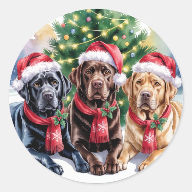 Labrador Christmas Sticker (Vorderseite)