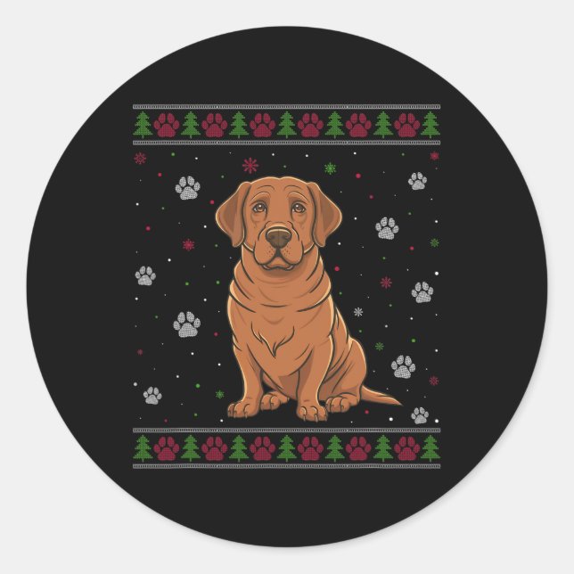 Labrador Christmas Sweater Xmas Haustier Tierhund  Runder Aufkleber (Vorderseite)