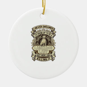 Labrador-Dame-Hund-Kronenschild_1 Keramik Ornament