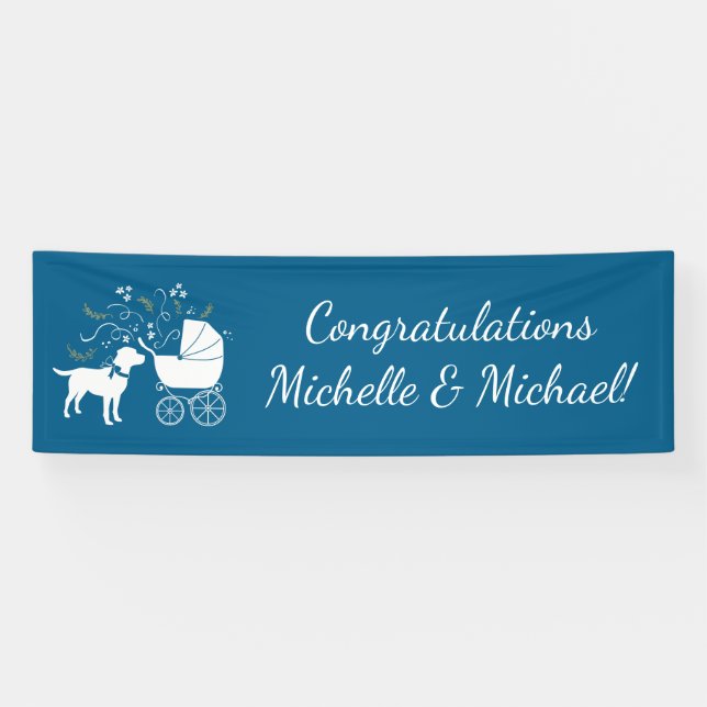 Labrador Dog Baby Shower Blue Boy Labrador Banner (Horizontal)