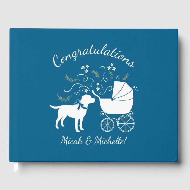Labrador Dog Baby Shower Blue Boy Labrador Gästebuch (Vorderseite)