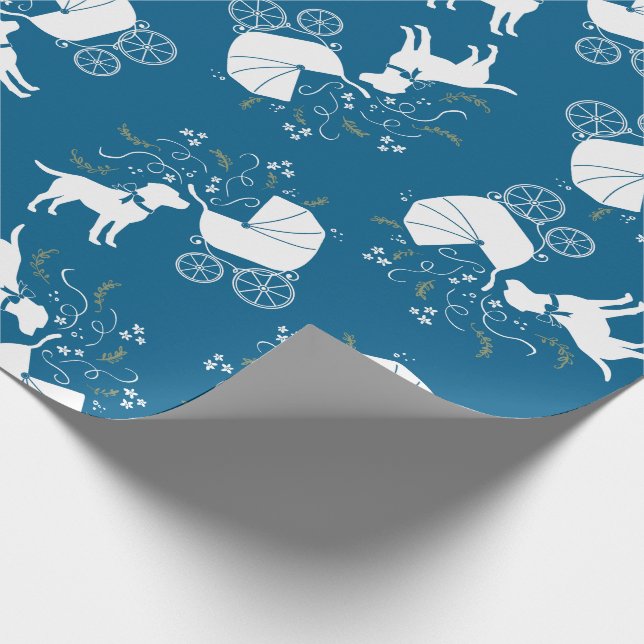 Labrador Dog Baby Shower Blue Boy Labrador Geschenkpapier (Ecke)