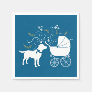 Labrador Dog Baby Shower Blue Boy Labrador Serviette
