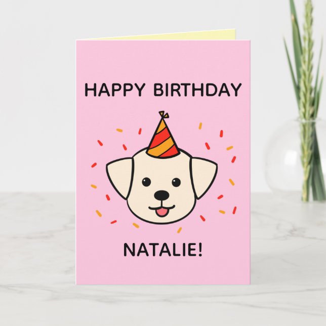 Labrador Dog | Orange & Red Birthday geklappt Karte (Vorderseite)