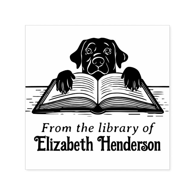 Labrador Dog Paws auf dem Buchbibliotheksnamen öff Permastempel (Design)