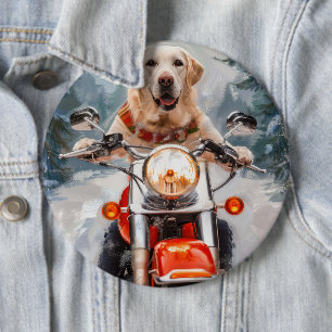 Labrador Dog Riding Motorrad Weihnachten Button
