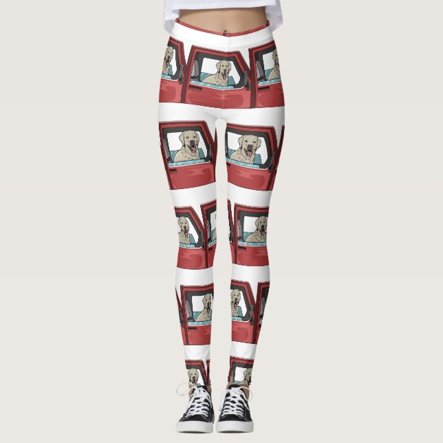 Labrador Dog Riding Shotgun Thunder_Cove Leggings (Vorderseite)