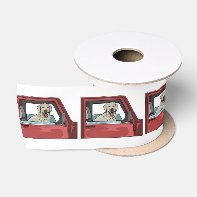Labrador Dog Riding Shotgun Thunder_Cove Satinband (Spule)