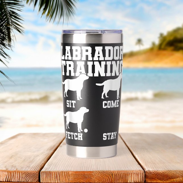 Labrador Dog Trainer Thermobecher (Strand (gedreht))