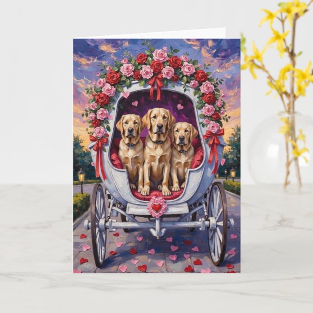 Labrador Dog Valentine's Day  Karte (Gelbe Blume)