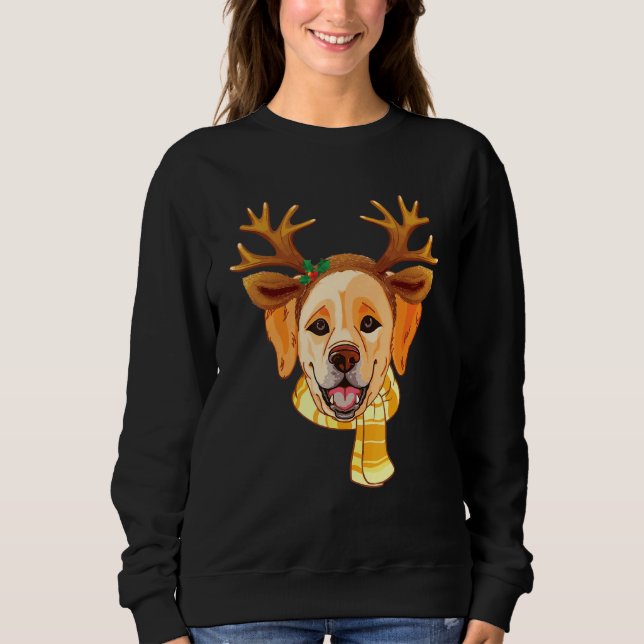 Labrador Dog Weihnachtsmann Antlers Xmas Sweatshirt (Vorderseite)