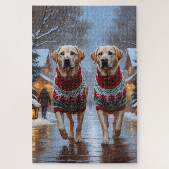 Labrador Dogs Christmas Snow Holiday (Vertikal)