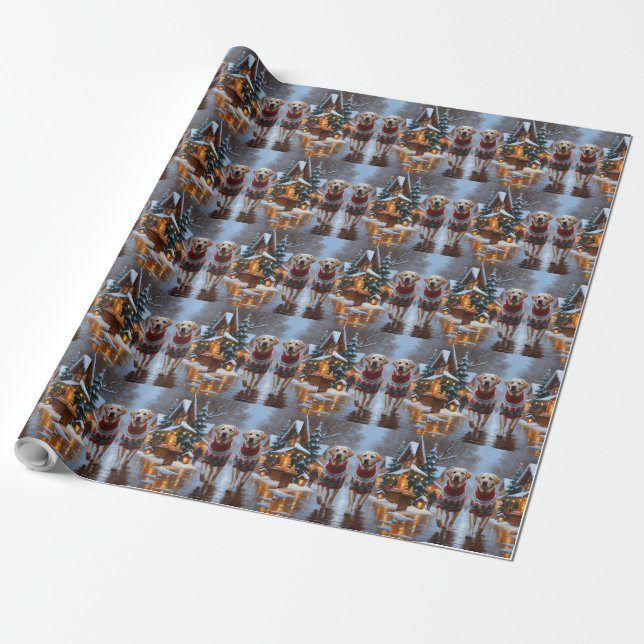 Labrador Dogs Christmas Snow Holiday Geschenkpapier (Ungerollt)
