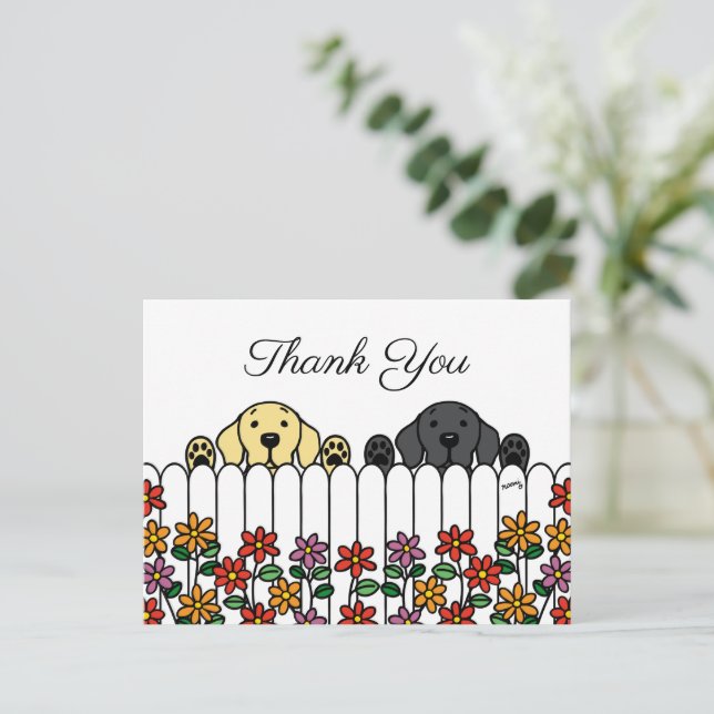 Labrador Duo Vous regarde Carte postale Merci (Debout devant)