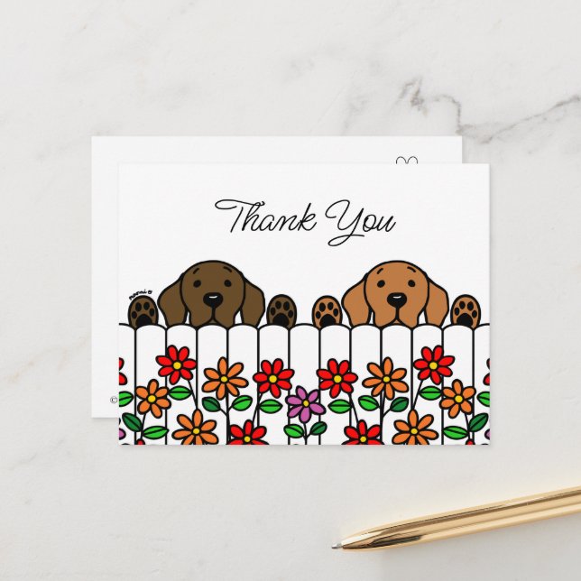 Labrador Duo Vous regarde Carte postale Merci (Devant/Arrière en situation)