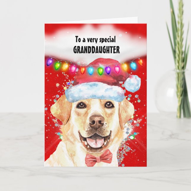 Labrador Enkeltochter wünscht Weihnachten Karte (Vorderseite)