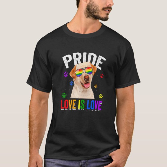 Labrador Gay Pride Lgbt Rainbow Flag Hund T-Shirt (Vorderseite)