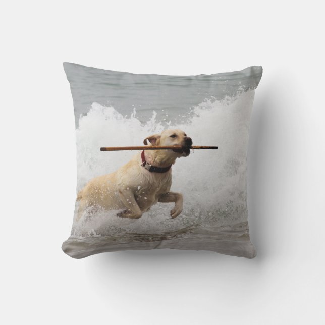 Labrador - Gelb - gehen Sie Reichweite! Setzen Sie Kissen (Vorderseite)