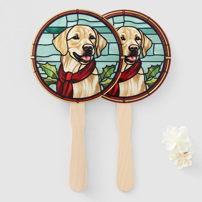 Labrador gestettetes Glass Weihnachten Fächer (Vorne und Hinten)