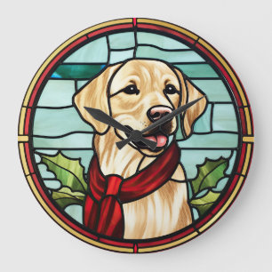 Labrador gestettetes Glass Weihnachten Große Wanduhr