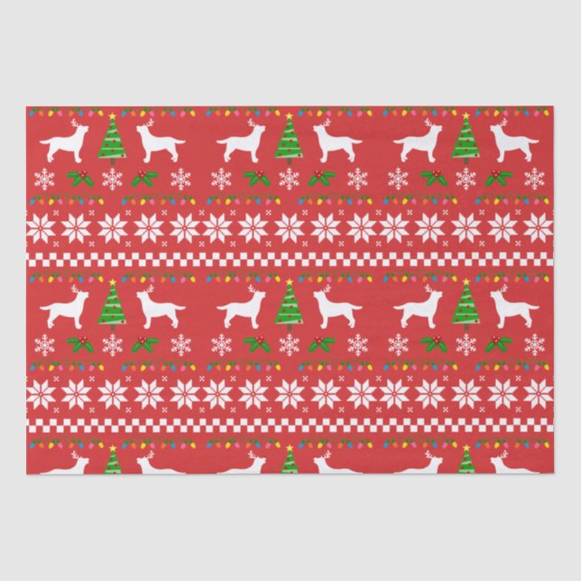 Labrador-Geweih-hässliches Weihnachtsmuster Seidenpapier (Vorderseite)