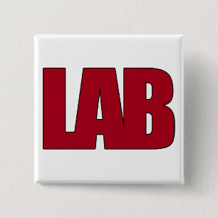 LABRADOR-GROSSES ROT BESCHRIFTET LABOR BUTTON