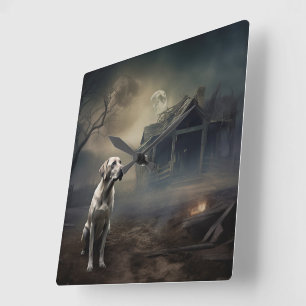 Labrador Halloween Gruselig Quadratische Wanduhr