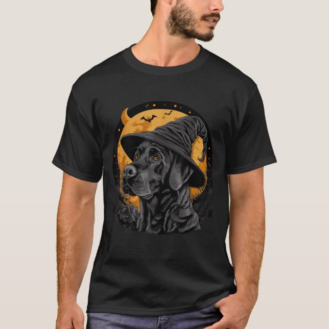 Labrador Halloween Hund Black Lab Mama Wizard T-Shirt (Vorderseite)