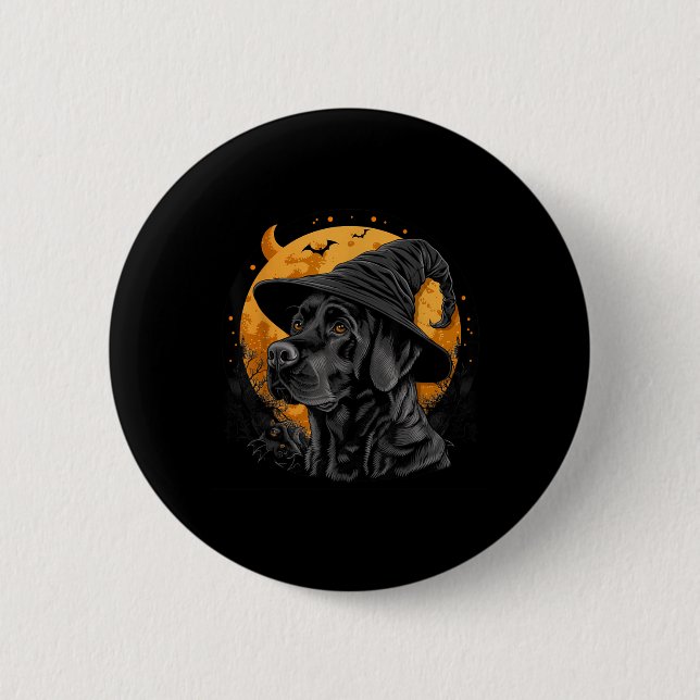 Labrador Halloween Lustiger Süßer Hund Schwarzer L Button (Vorderseite)