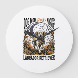 Labrador Halloween-Shirt Vintage Hundemutter Grafi Große Wanduhr