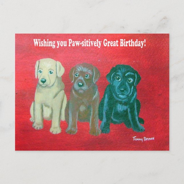 Labrador Happy Birthday Card Postkarte (Vorderseite)