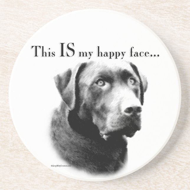 Labrador Happy Face Sandstein Untersetzer (Vorne)