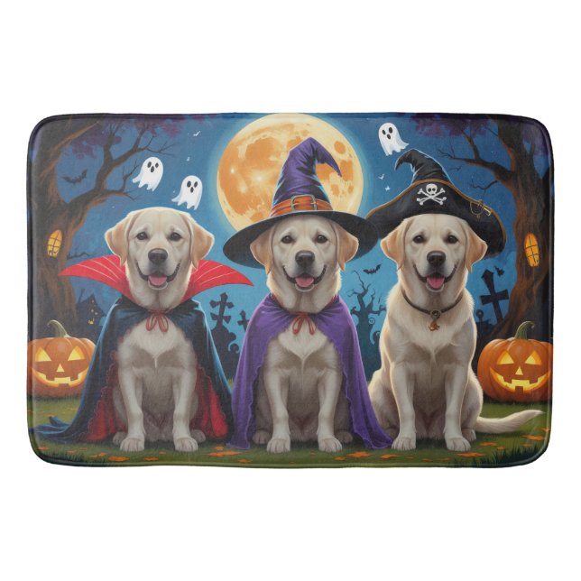 Labrador Hogs Pumpkin Halloween Funny Badematte (Vorderseite)