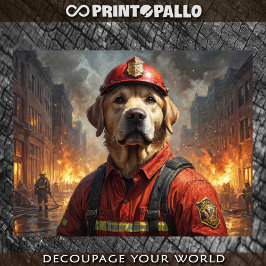 Labrador Hund als Feuerwehrhund - Seidenpapier