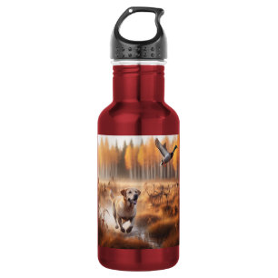 Labrador/Hund bei der Herbstentenjagd Edelstahlflasche