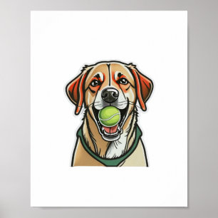 Labrador Hund beißt Tennisball in seiner Mundklass Poster