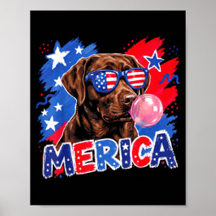 Labrador-Hund Bubblegum 4. Juli amerikanische Flag Poster