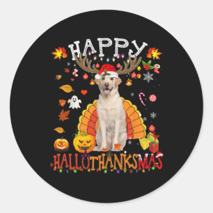 Labrador Hund Halloween Weihnachtshund Happy Hallo Runder Aufkleber