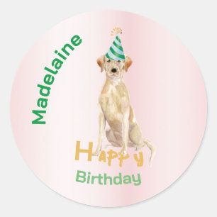 Labrador Hund Happy Birthday Runder Aufkleber