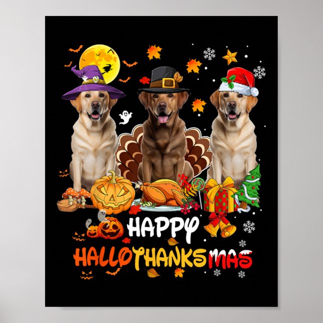 Labrador Hund Happy Halloween Erntedank Merry Ch Poster (Vorne)